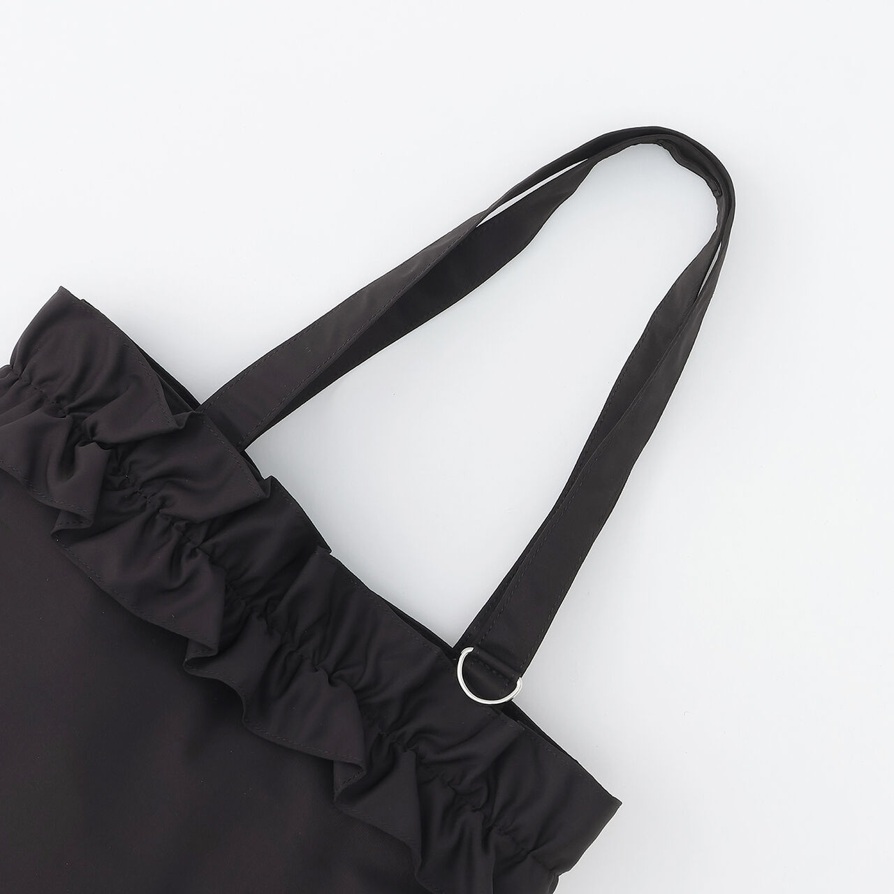 [B4 Compatible] Shoulder Ribbon Frill Tote,Black, large image number 13