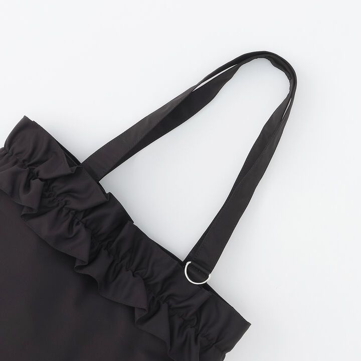 [B4 Compatible] Shoulder Ribbon Frill Tote,Black, medium image number 13