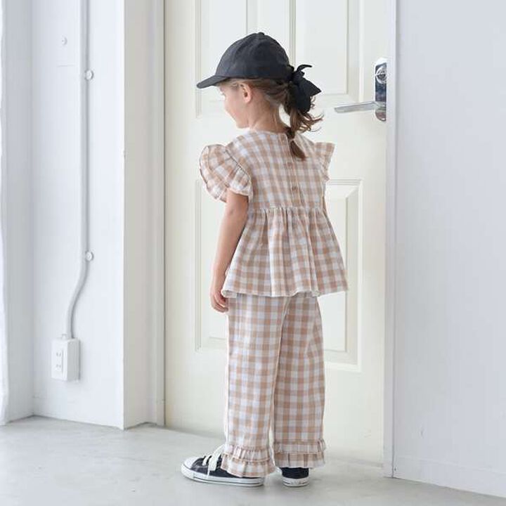 Peplum Blouse & Hem Frill Pants Outfit Set,Mocha tea, medium image number 2