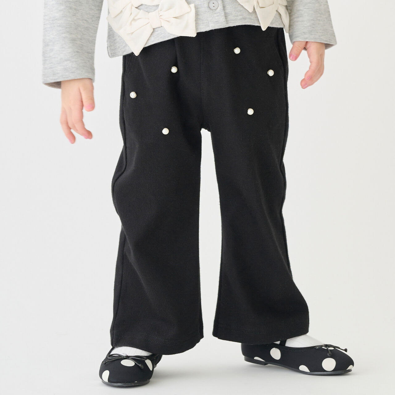 Pearl-Embellished Cut Pants,Blue, large image number 2