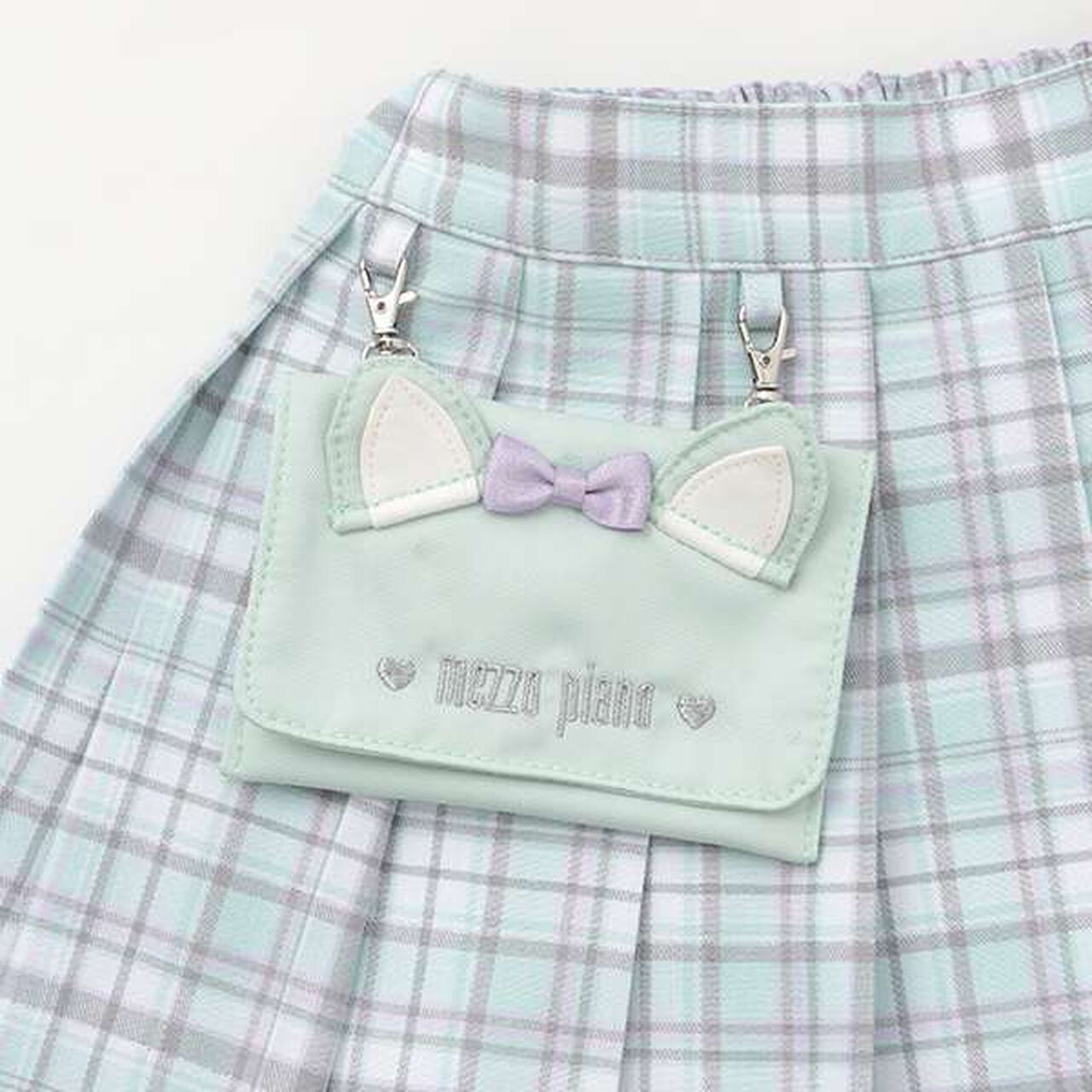 Check Pleated Skirt with Pocket,Mint, large image number 8