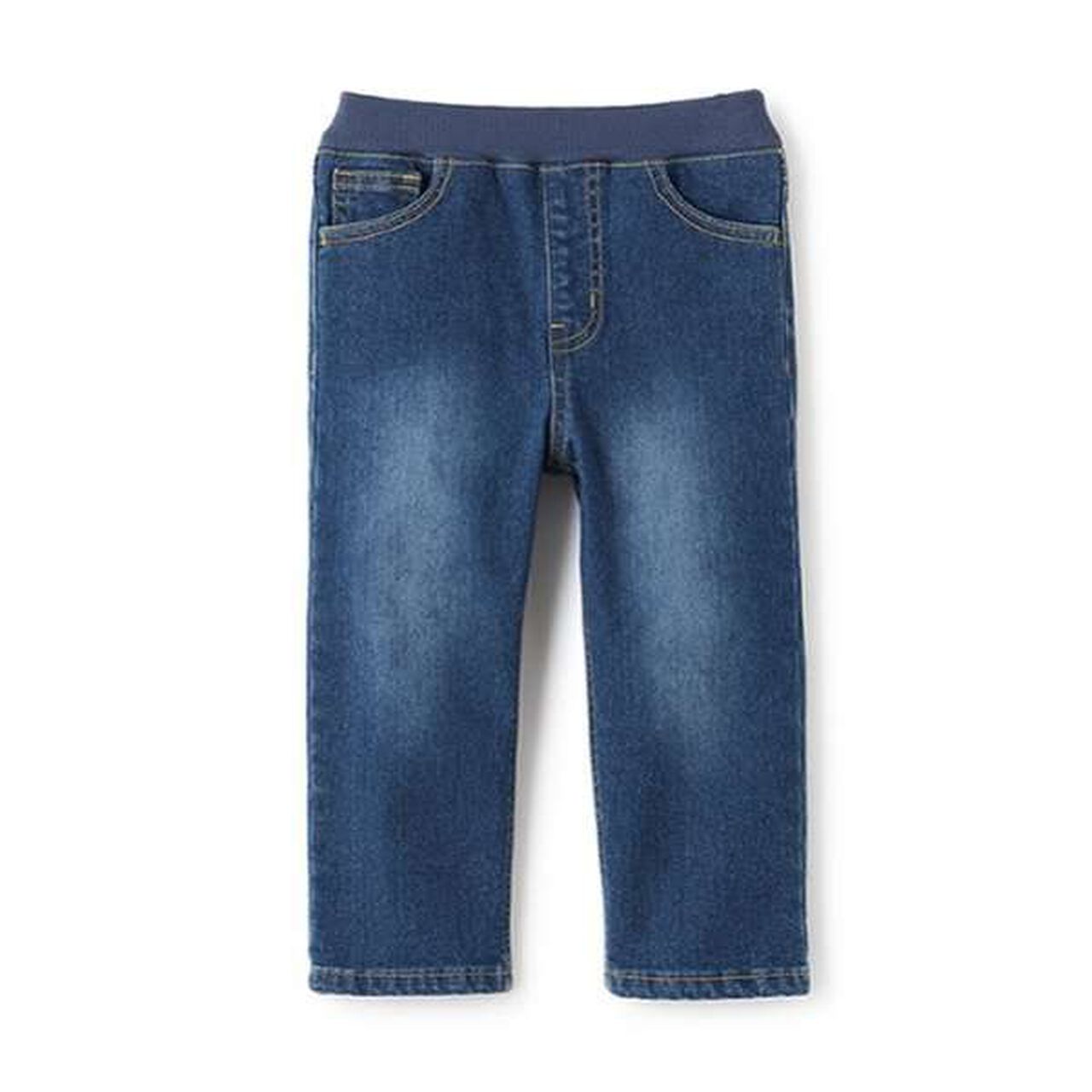 Wool Lined Denim Straight Pants,Blue, large image number 0