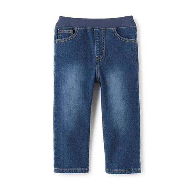 Wool Lined Denim Straight Pants,Blue, medium image number 0