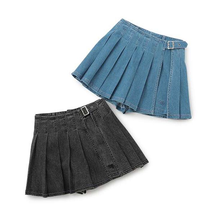 Wrap Pleats Shorts (2 WAY),Light blue, medium image number 4