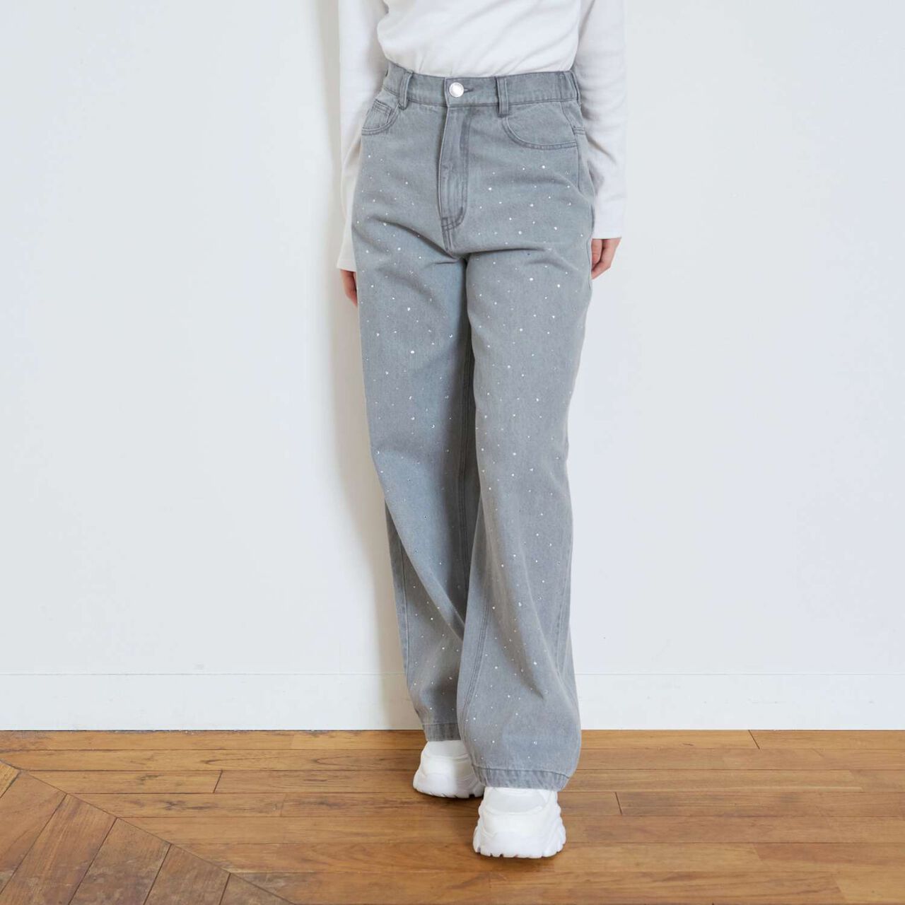 Stylish Stone Denim Pants,Blue, large image number 7