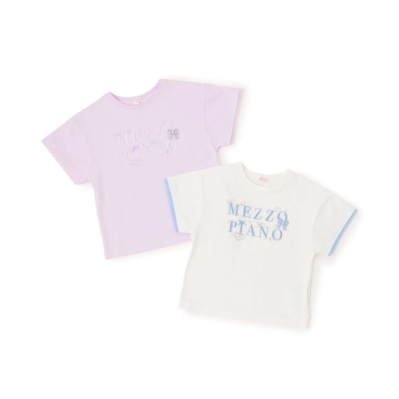 Sparkling Ribbon Logo Embroidered Short Sleeve T-Shirt,Lilac, large image number 9