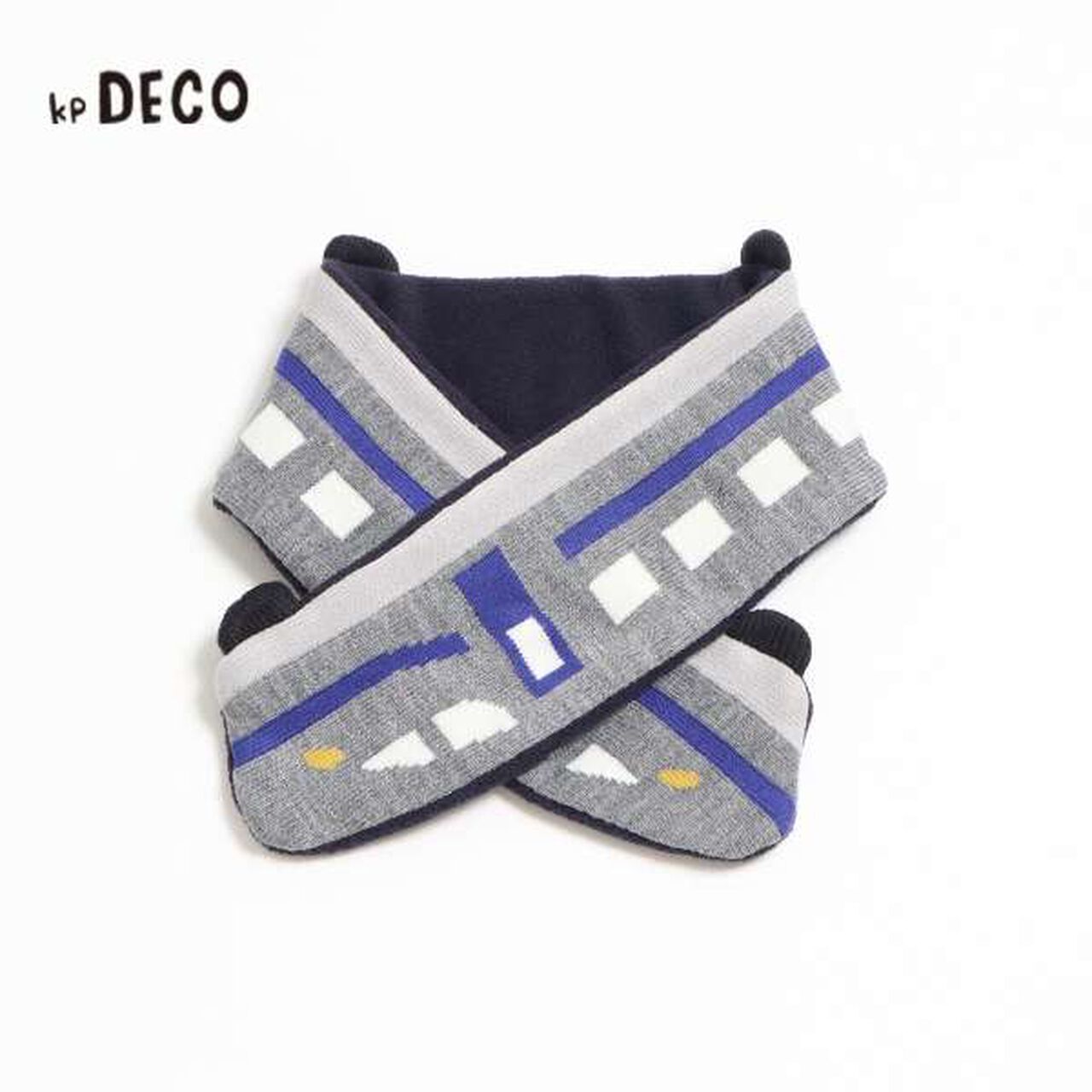 KP Deco Train Motif Scarf (S-M),Smoke white, large image number 0