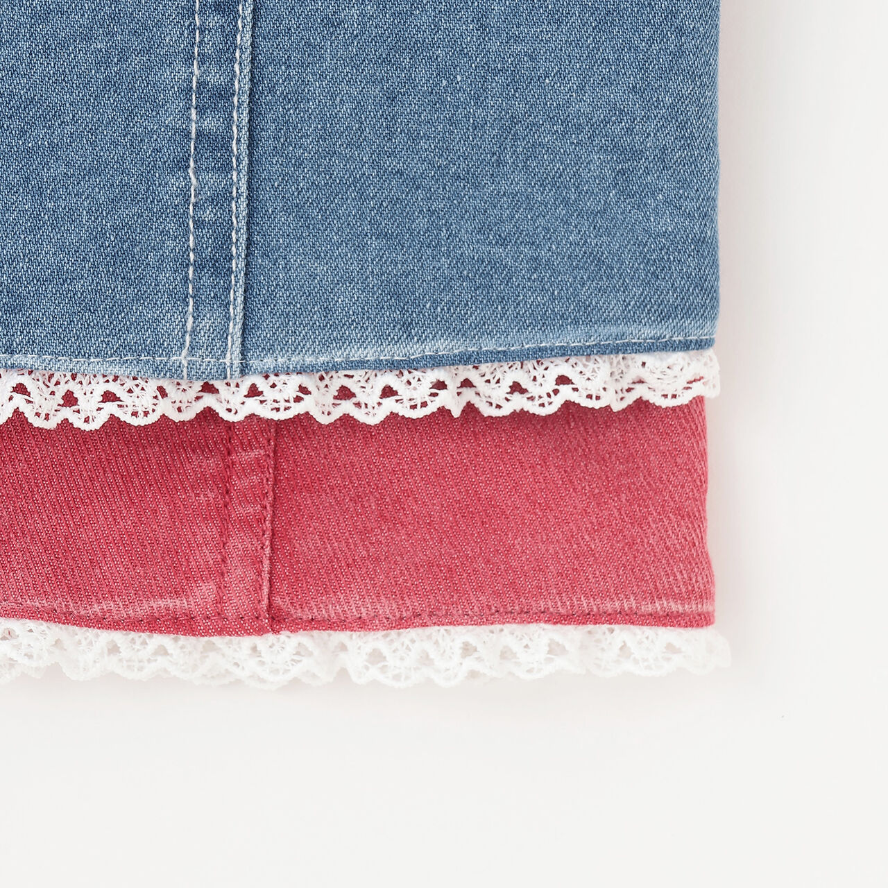 Lace-Up Ribbon Bustier & Long-Sleeve T-Shirt Set,Sax blue, large image number 4