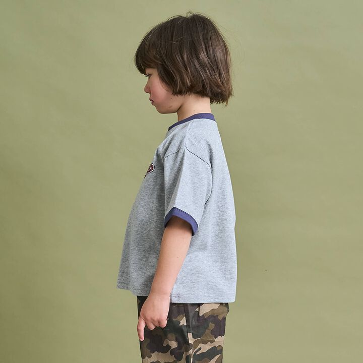 [Anti-Stain & Quick-Dry] Distressed Logo Print Ringer T-Shirt,Turquoise, medium image number 22