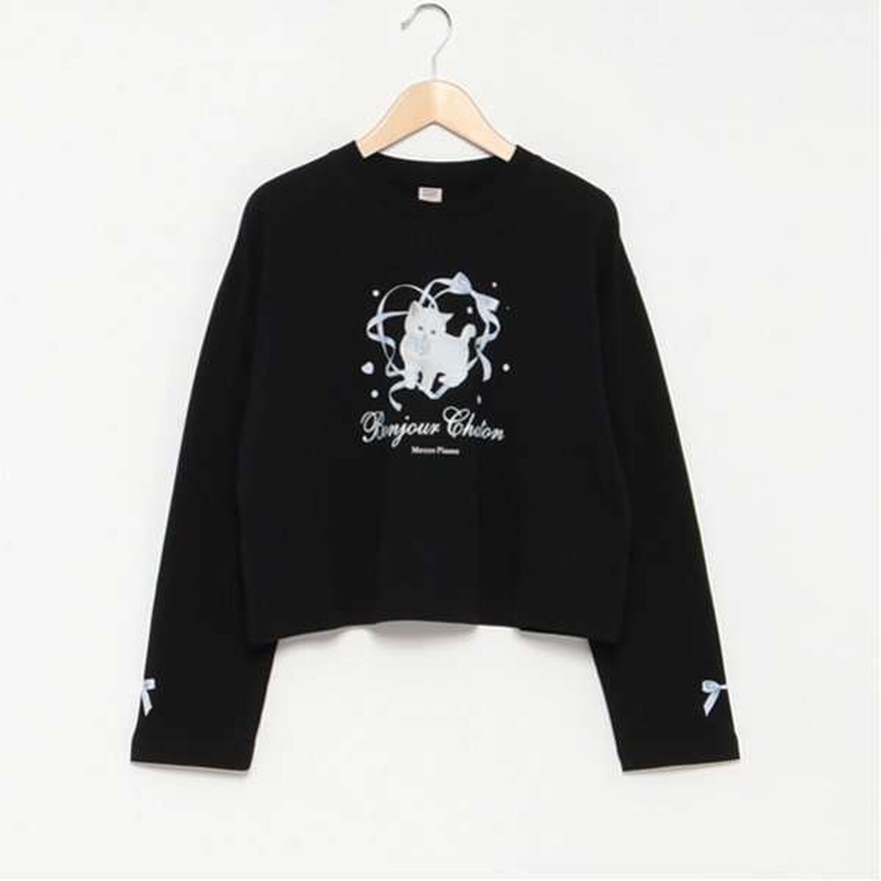 [GOOD PRICE] Bonjour Chaton Long-Sleeve T-Shirt,Black, large image number 19
