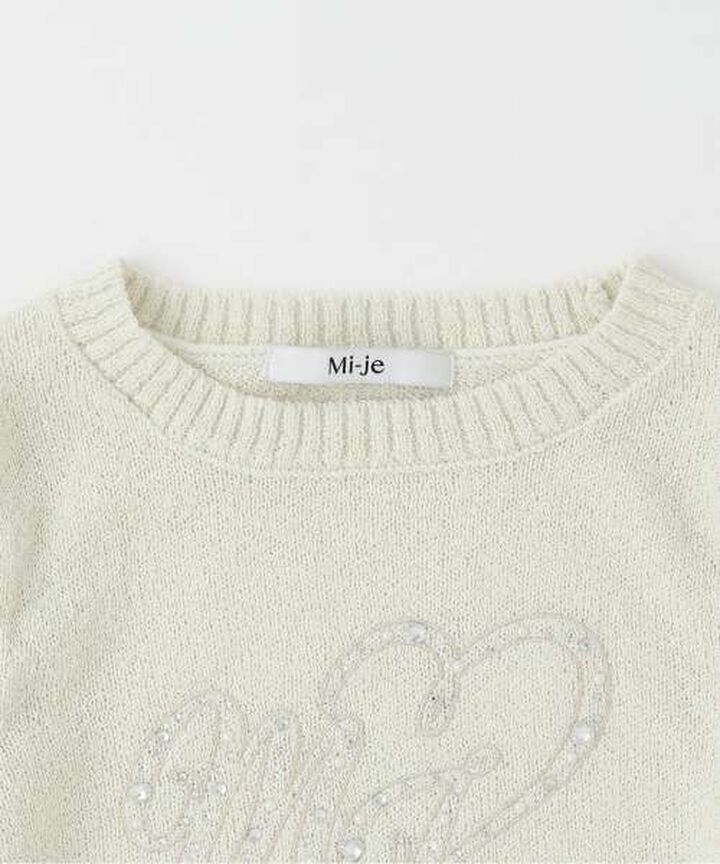 Jewel Logo Short-Sleeve Knitwear,Ivory, medium image number 10