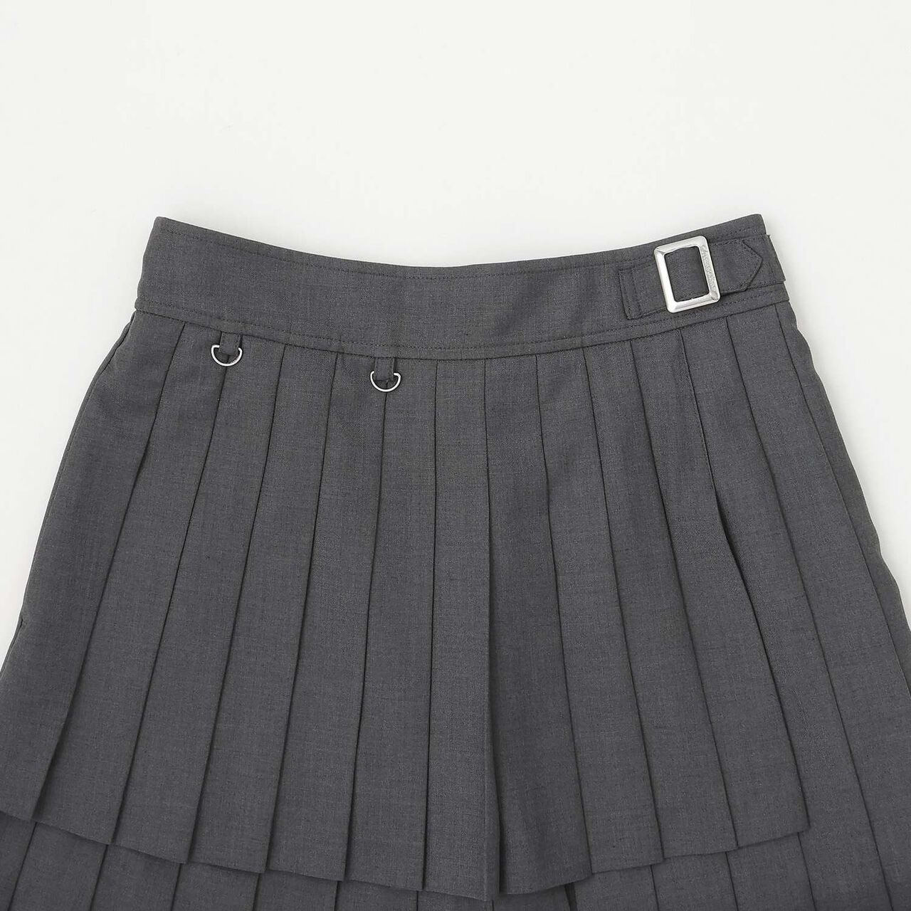 3-Tier Pleated Skirt-Pants with Letter Pouch,Gray, large image number 2
