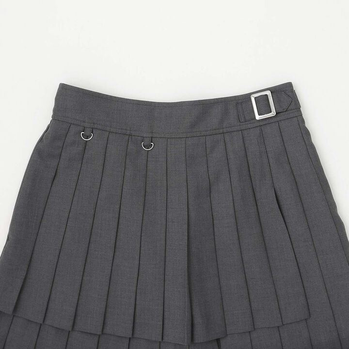 3-Tier Pleated Skirt-Pants with Letter Pouch,Gray, medium image number 2