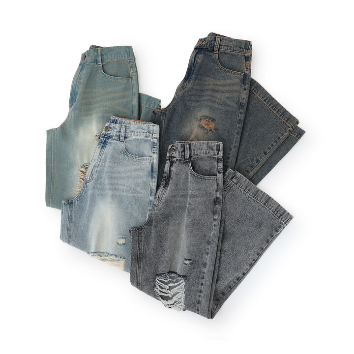 [LTXC] Distressed Denim Wide Pants [Set Available],Navy, medium image number 4