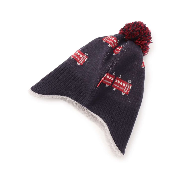 Train Pattern Beanie with Ear Flaps,Yellow, medium image number 1