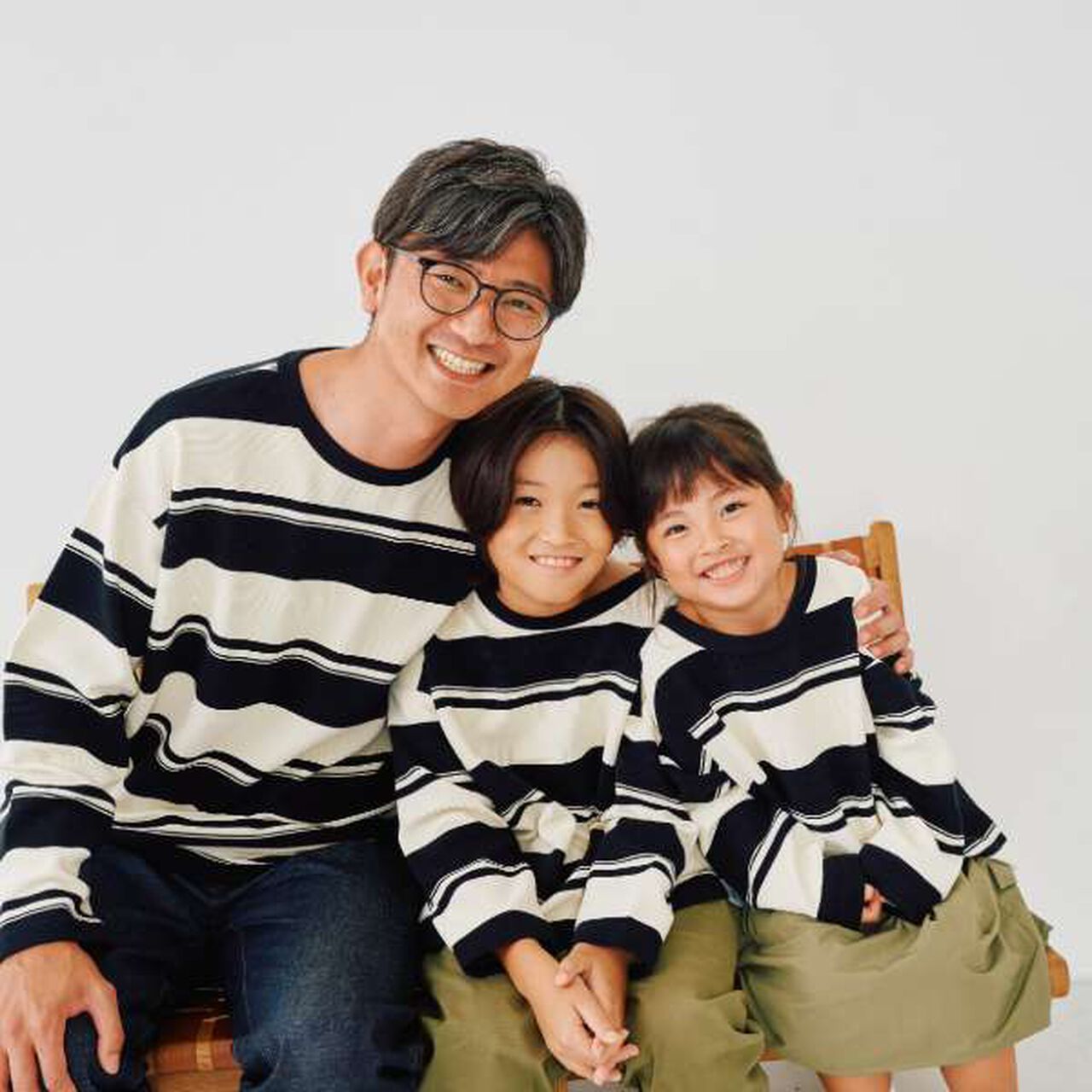 [Matching with Dad Outfit] Kids Stripe Pattern Big Long Sleeve T-Shirt,Green, large image number 17