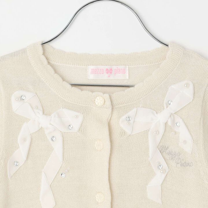 [Restock] Ribbon Lame Knit Cardigan,Off white, medium image number 2