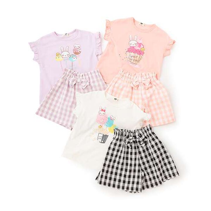3 Pattern Sweets Mimi Print T-Shirt + Culottes Set,Lavender, medium image number 2