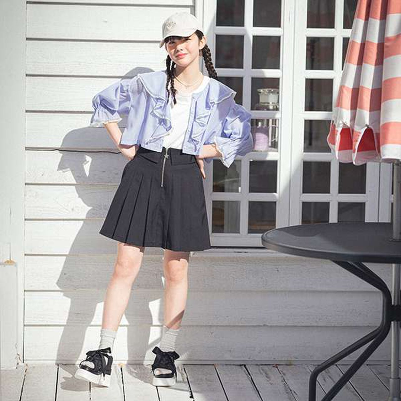 Frill Sailor Blouse & Tank Top Set,Sax blue, large image number 11