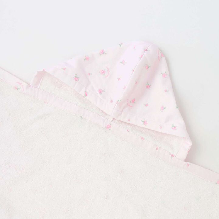 [Box Included] Rose Pattern Gauze Towel, Bath Poncho, and Handkerchief Set,Light pink, medium image number 2