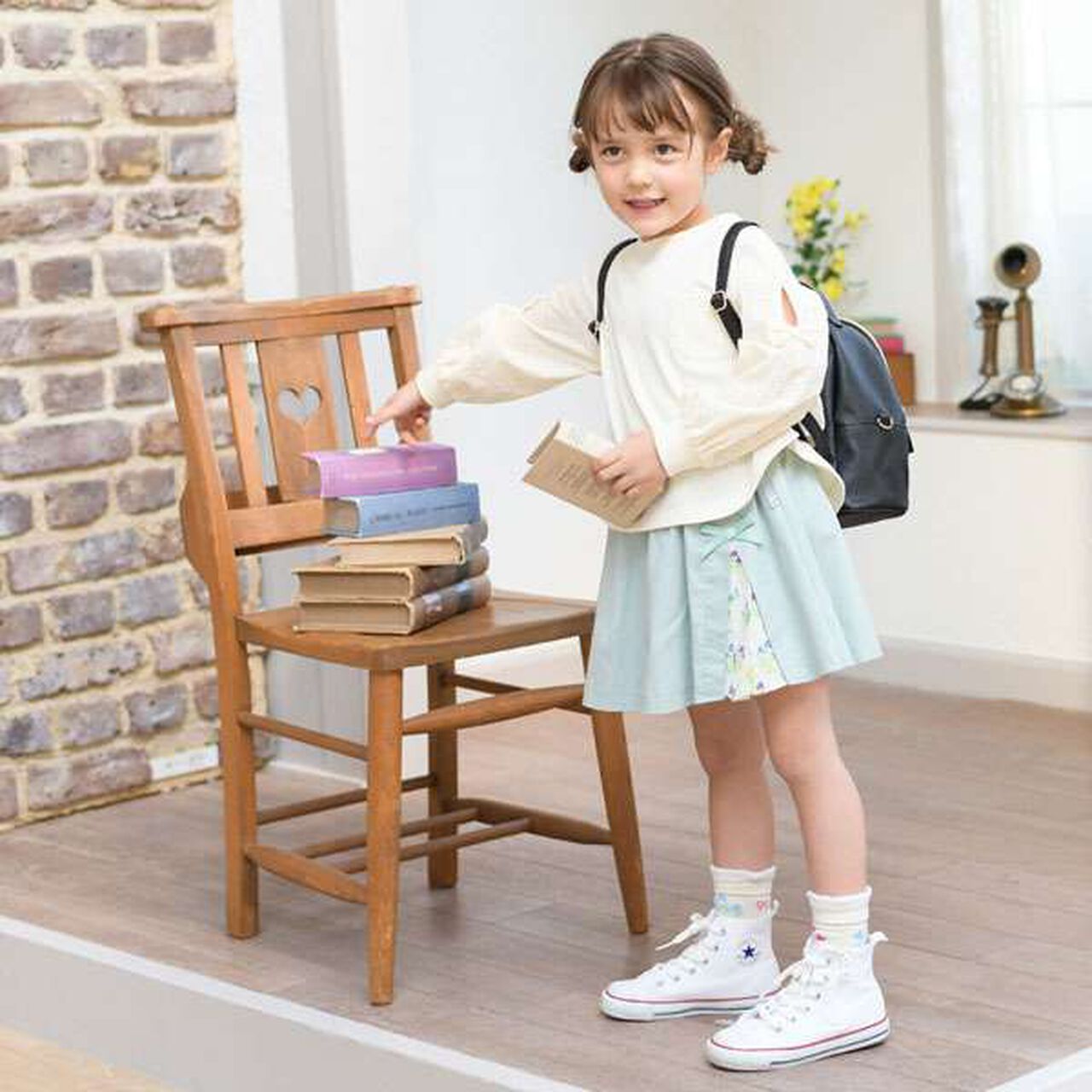 Backpack with Ribbon Charm,Black, large image number 5