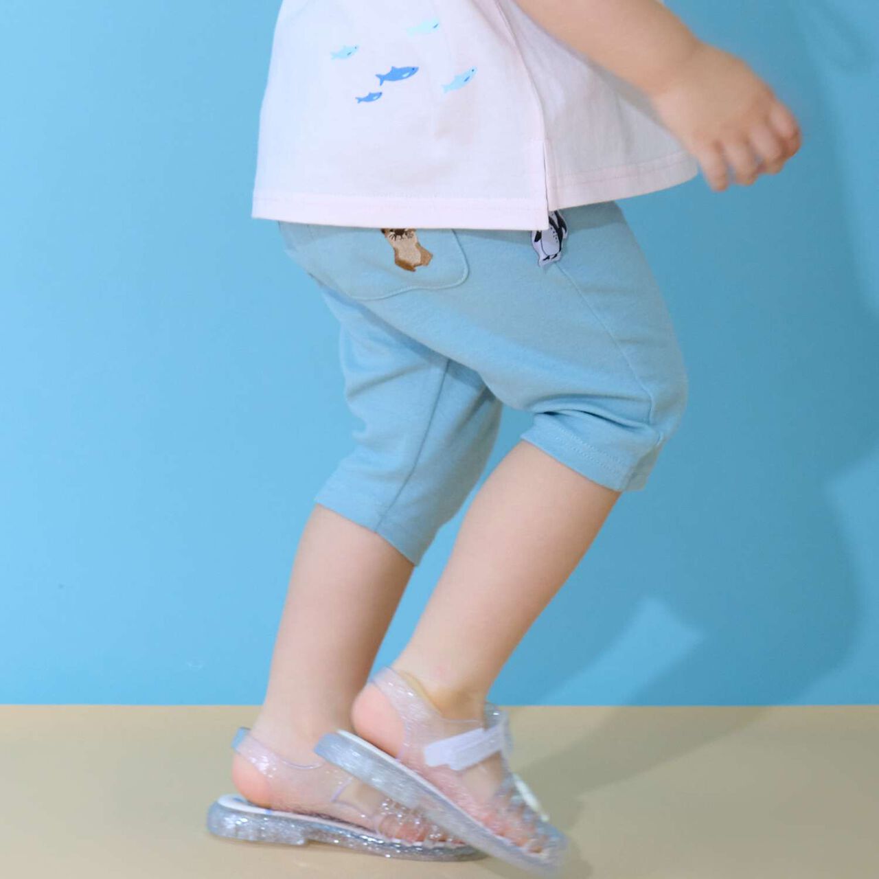 [Cool Touch] Marine Life 3/4 Leggings,Light blue, large image number 1