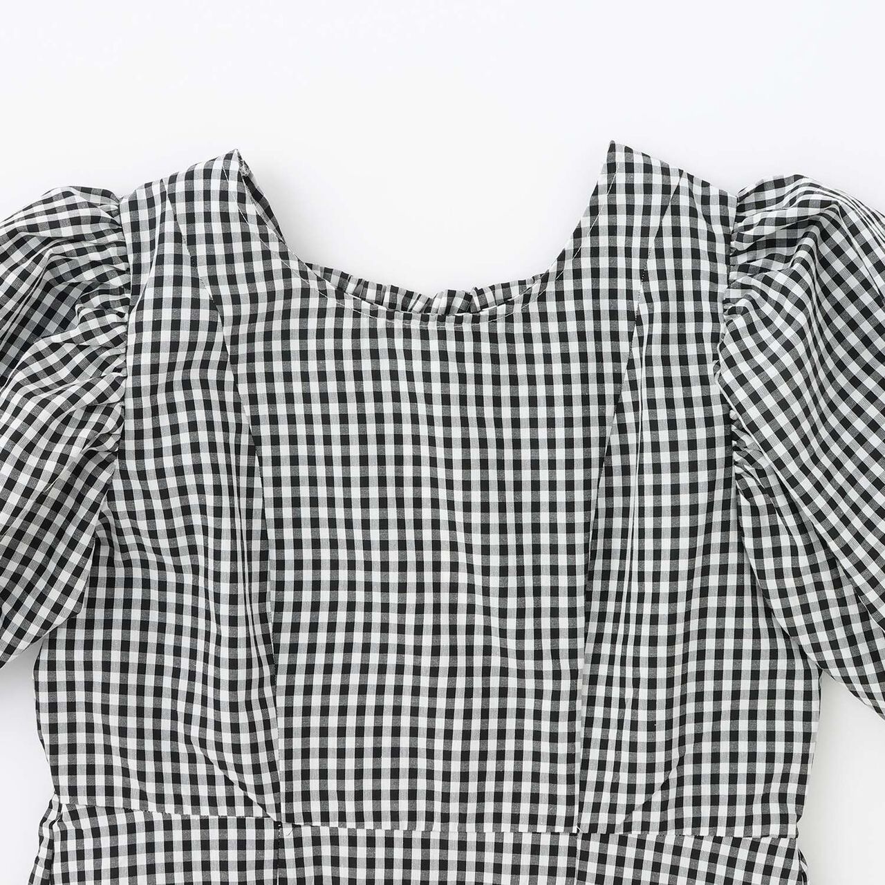 [Parent-Child Matching] Puff Sleeve Peplum One-Piece Dress,Black, large image number 2