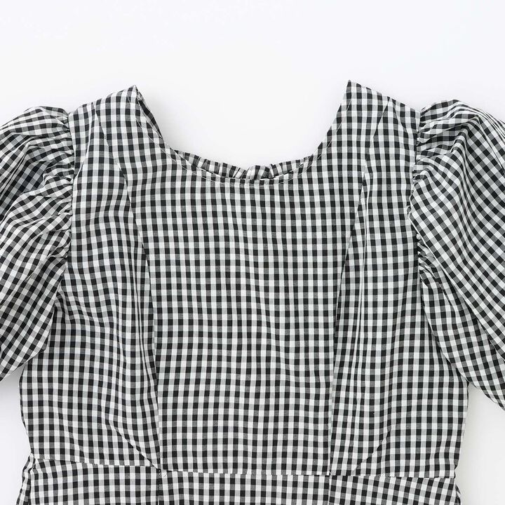 [Parent-Child Matching] Puff Sleeve Peplum One-Piece Dress,Black, medium image number 2