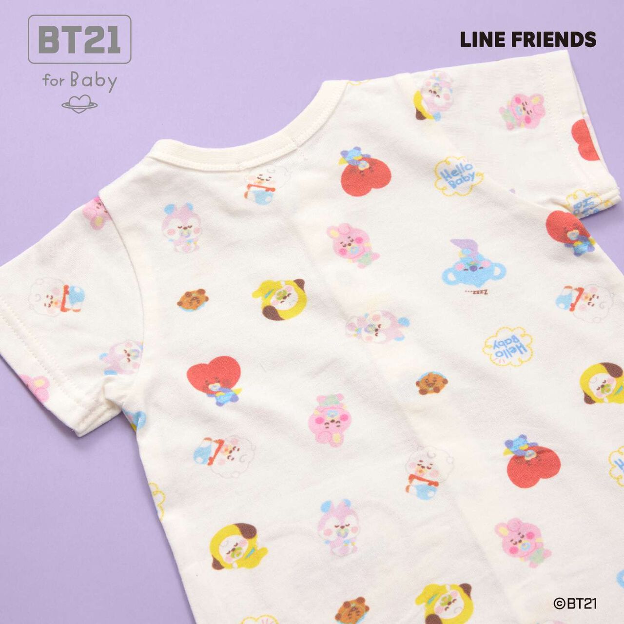 [BT21] Appliqu&eacute; All-Over Pattern Short All-in-One,Sax blue, large image number 2