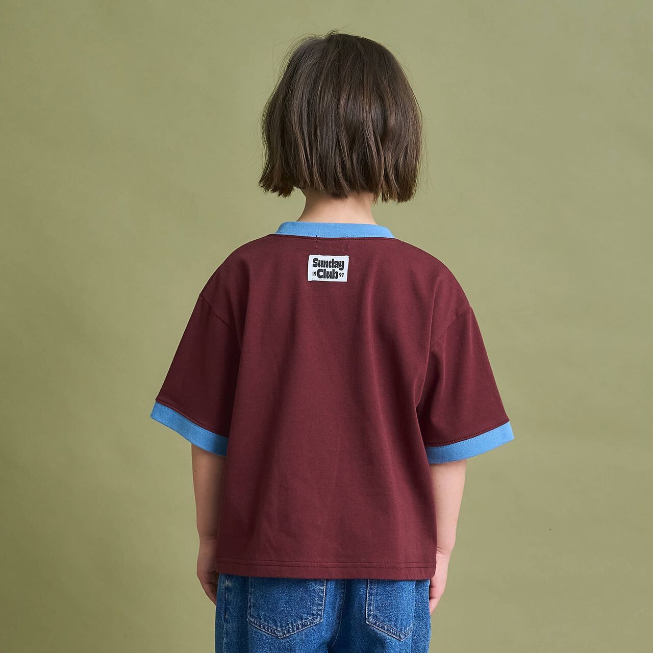 [Anti-Stain & Quick-Dry] Distressed Logo Print Ringer T-Shirt,Turquoise, large image number 17