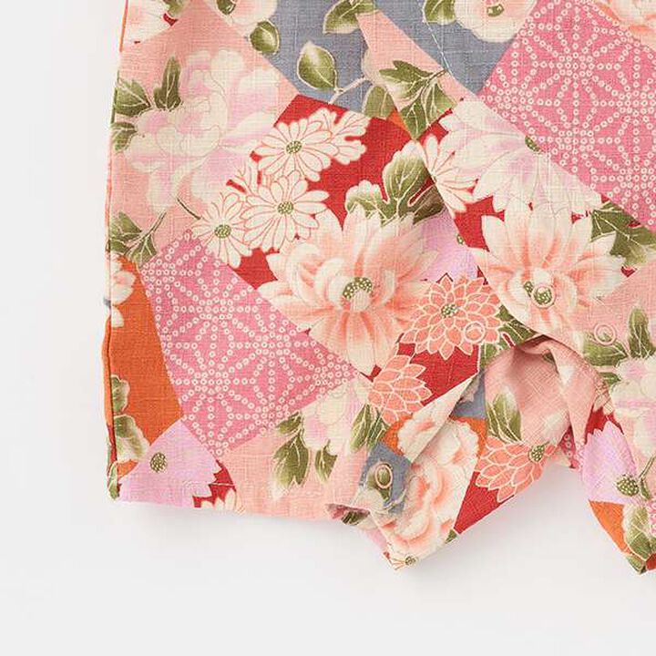 Patchwork Jinbei All-in-One (Camellia and Peony Pattern),Pink, medium image number 10