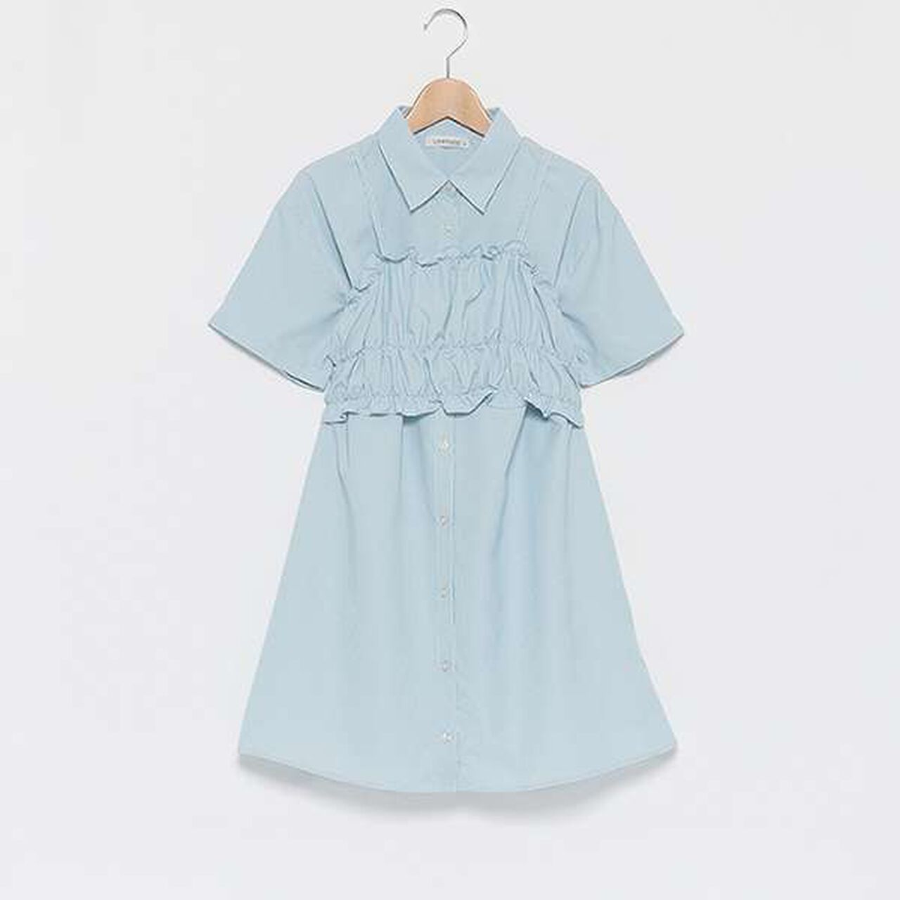 Shirt One-Piece Dress with Bustier,Blue, large image number 2