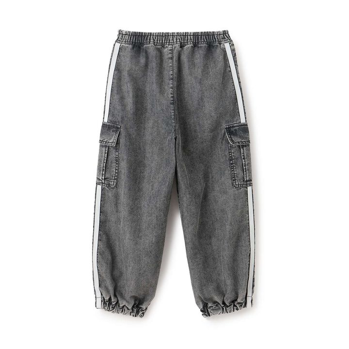 [Elastic Hem] Striped Denim Cargo Pants,Black, medium image number 12