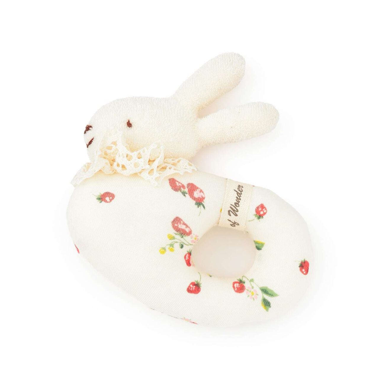 ☆BASIC Rabbit Ring Rattle [Organic] [Made in Japan],Pearl white, large image number 0