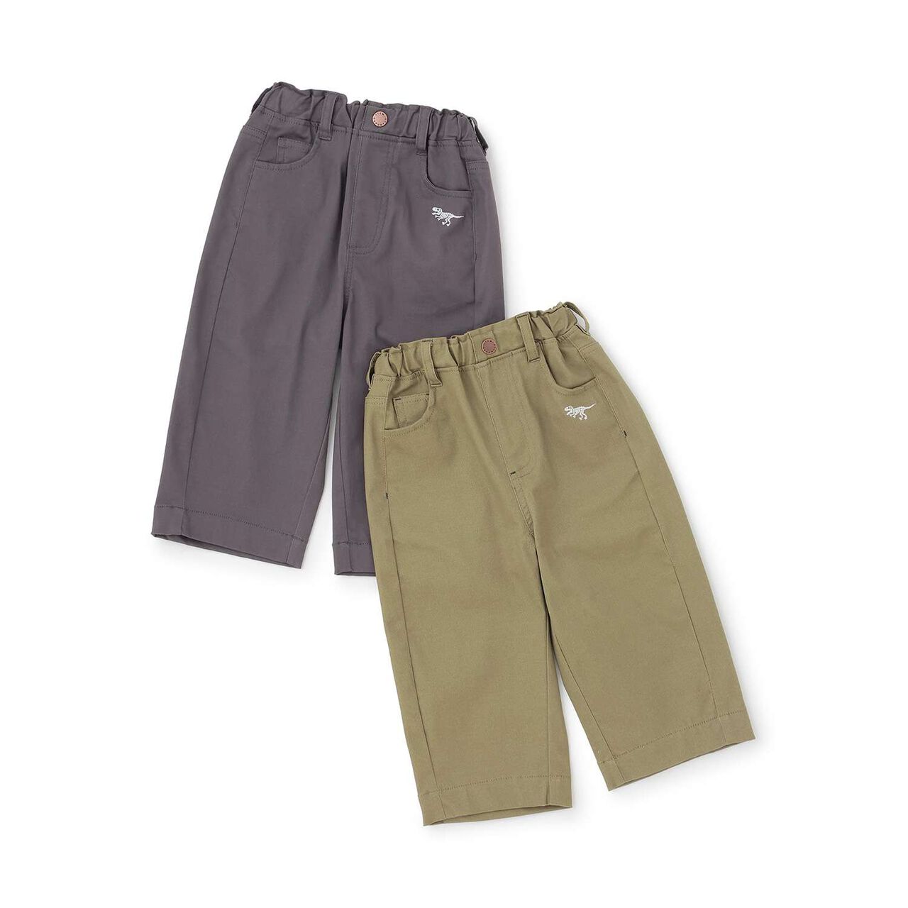 Dinosaur Embroidery Long-Length Wide Straight Pants,Charcoal gray, large image number 13