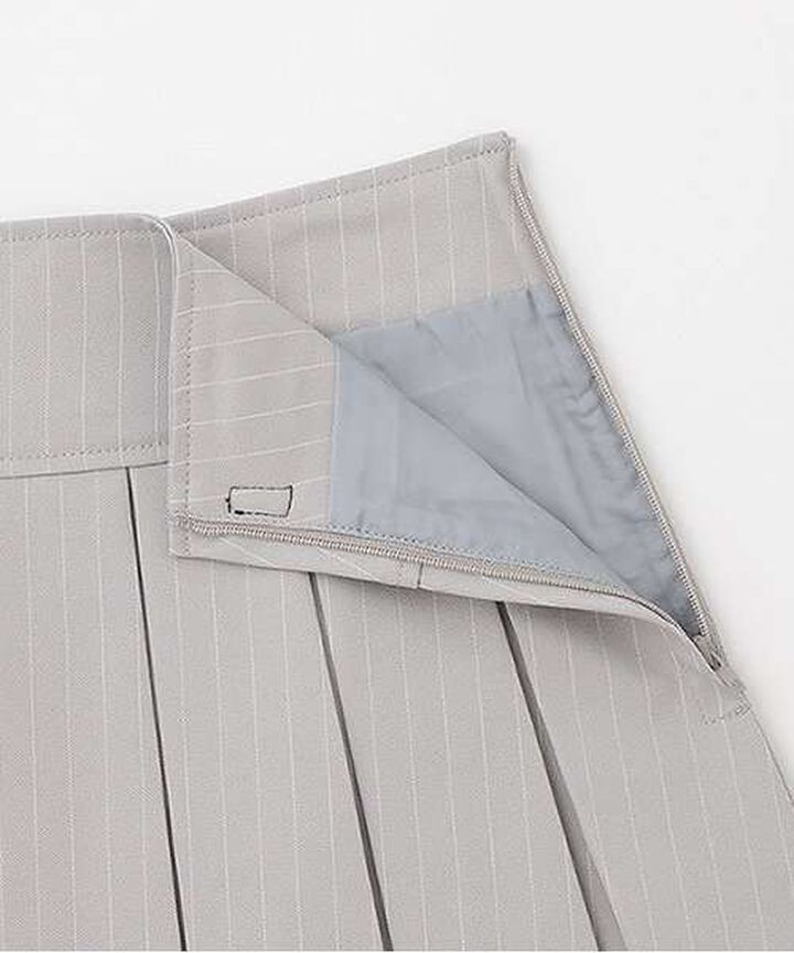 Quilted Belt Pleated Skirt,Light gray, medium image number 5