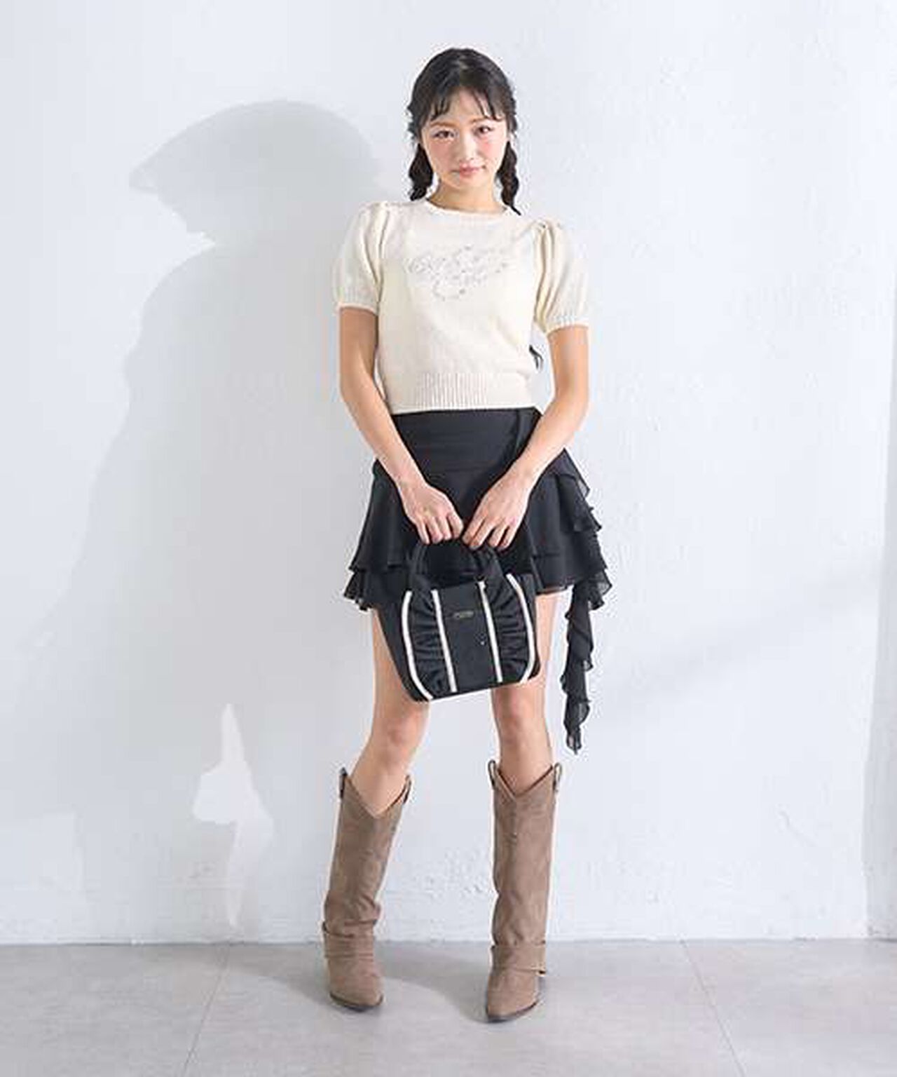 Jewel Logo Short-Sleeve Knitwear,Ivory, large image number 4