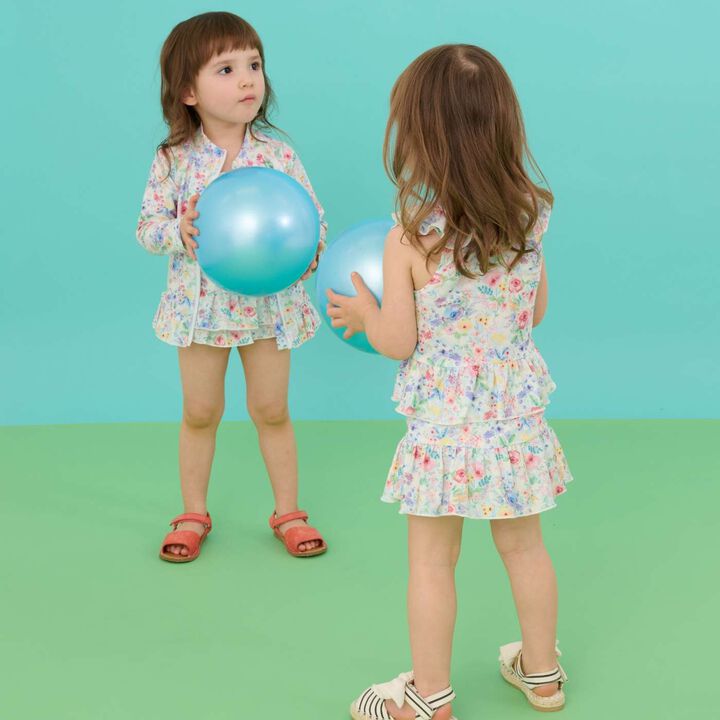 [SWIM] Girls' Floral Pattern Two-Piece Swimsuit [UV Protection],Pink, medium image number 18