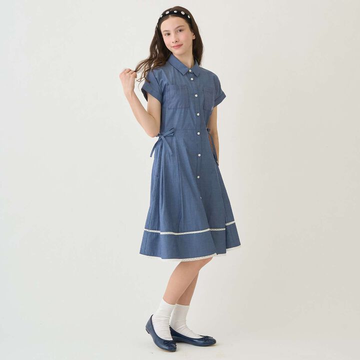 [130cm] Side Ribbon Shirt Dress,Navy, medium image number 12