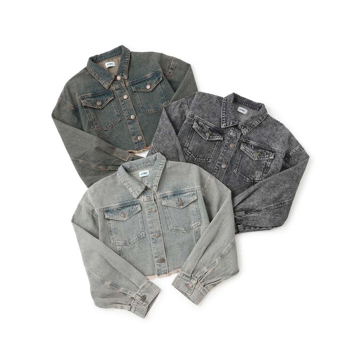 Cropped Denim Jacket,Navy, medium image number 4