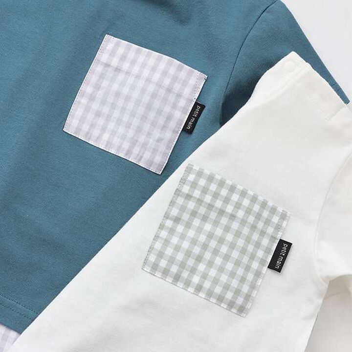 Gingham Pocket Short Sleeve T-Shirt,Moderate green, medium image number 7