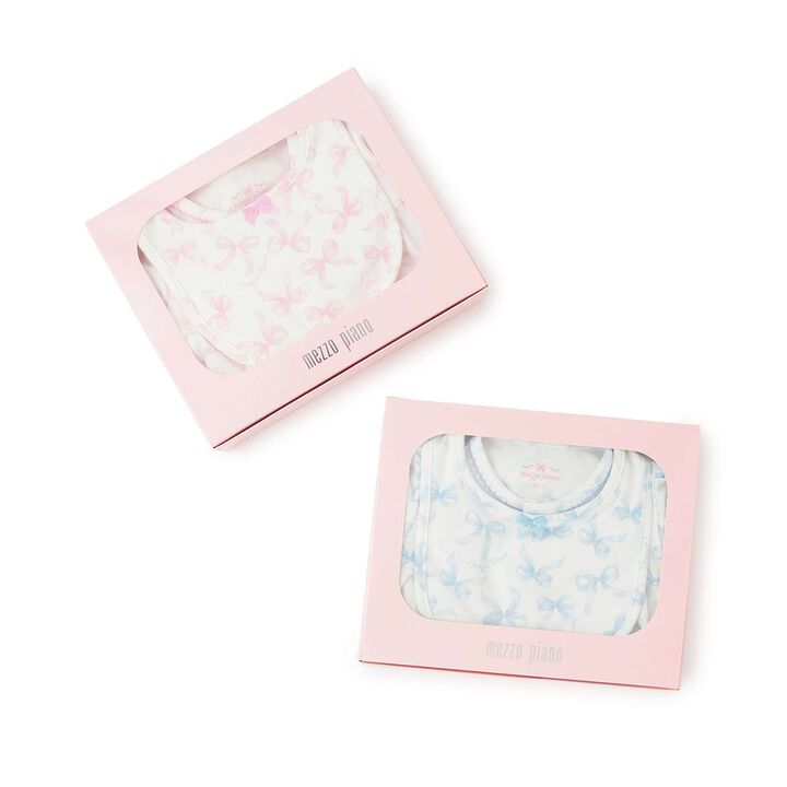 [Box Included] Ribbon Pattern Short-Sleeve 2-Way All-in-One & Bib Set,Sax blue, medium image number 11