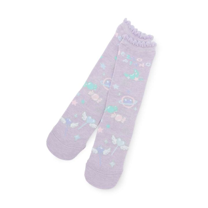 Space Pattern Crew Socks [Made in Japan],Lavender, medium image number 0
