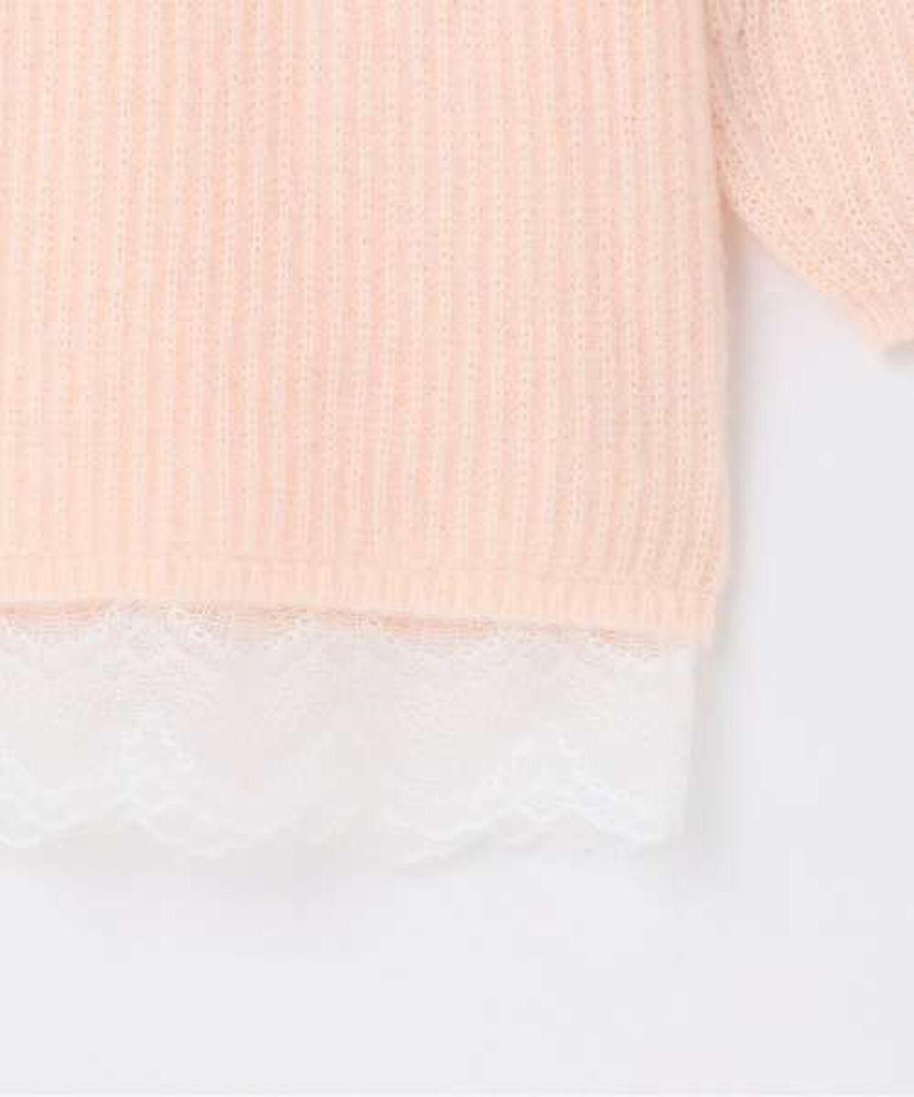 Lace Hem Knit One-Piece Dress [Korean Fashion],Pink, large image number 8