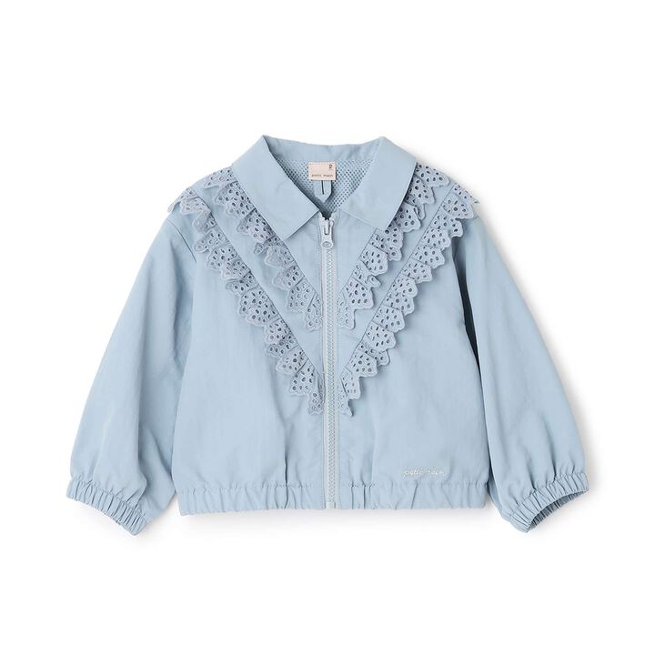 Lace Frill Bomber Jacket,Light pink, medium image number 5