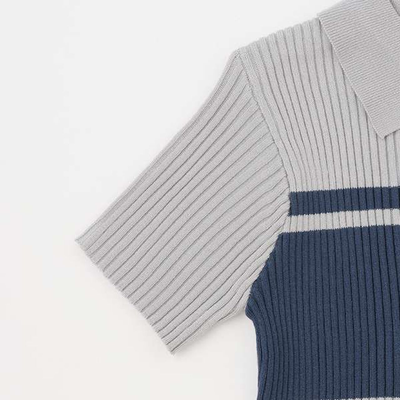 [Arael] Short-Sleeve Zip Knitwear,Navy, large image number 11
