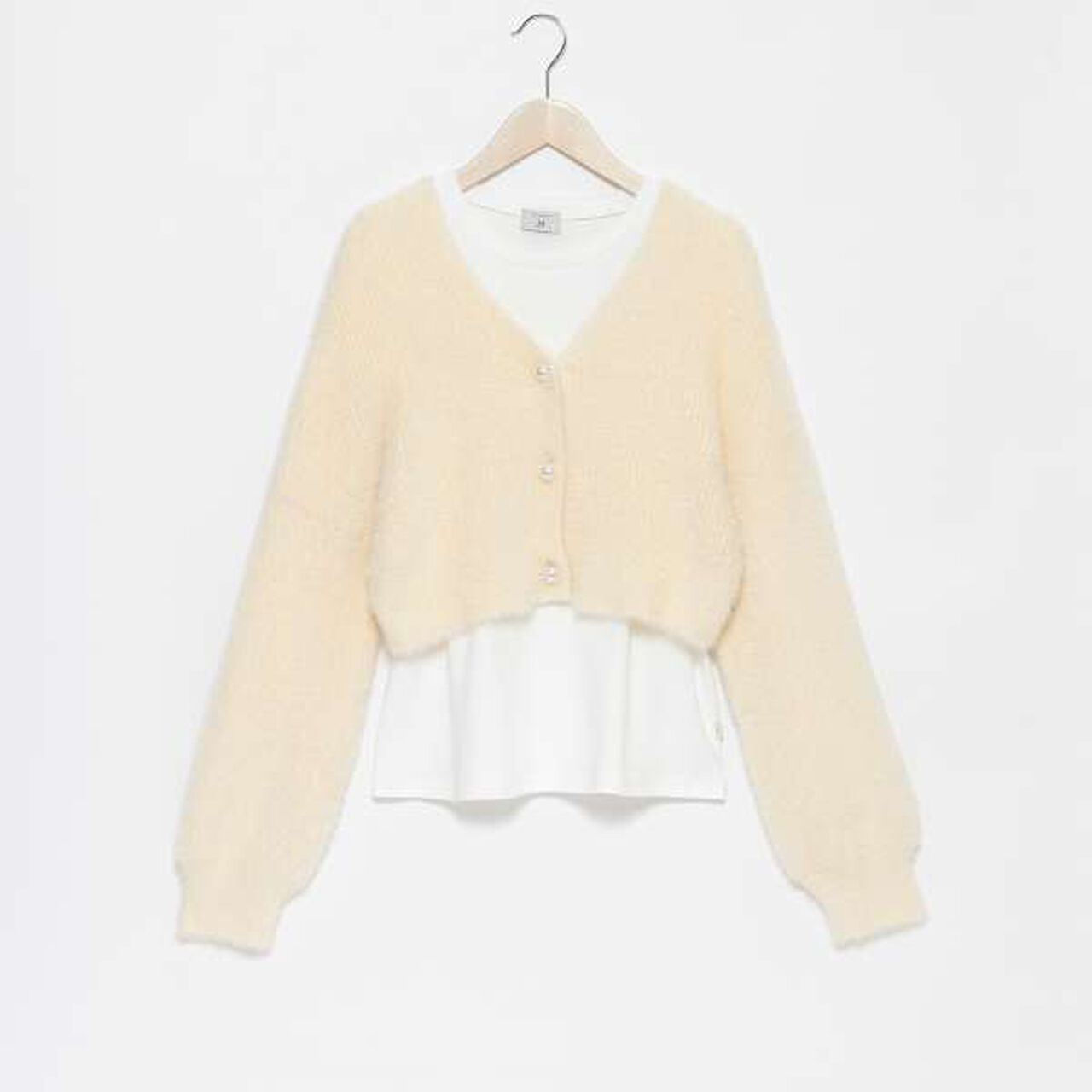 [AMI] Shaggy Cardigan &times; Long Sleeve T-Shirt Set,Light blue, large image number 2