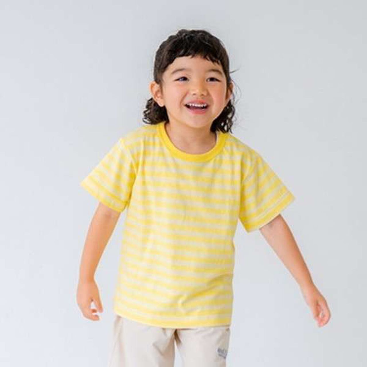 Daily Stripe Color Short Sleeve T-Shirt,Lemon yellow, large image number 0