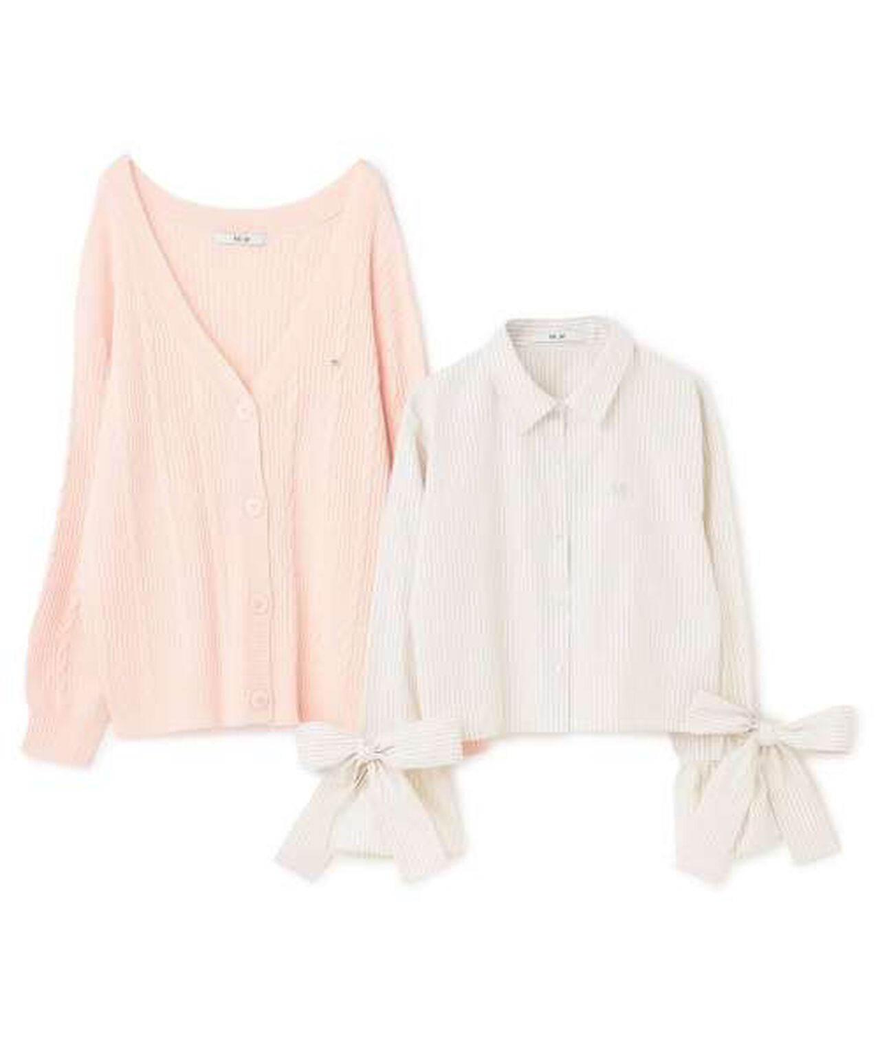 Shirt & Knit Cardigan Set,Ivory, large image number 7