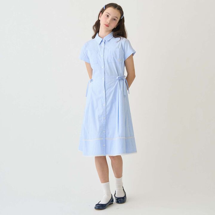 [130cm] Side Ribbon Shirt Dress,Navy, medium image number 14